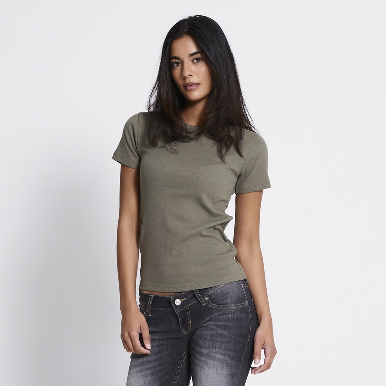 Rib tee "Alvia Rib Top" Army Green